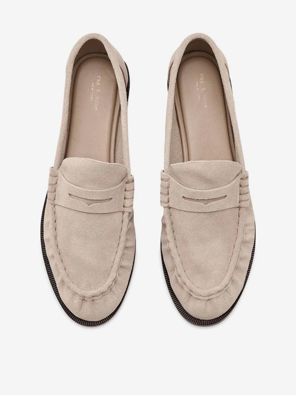 rag & bone Lexi Loafers Beige Suede Penny Loafers Size 37 - Excellent Condition